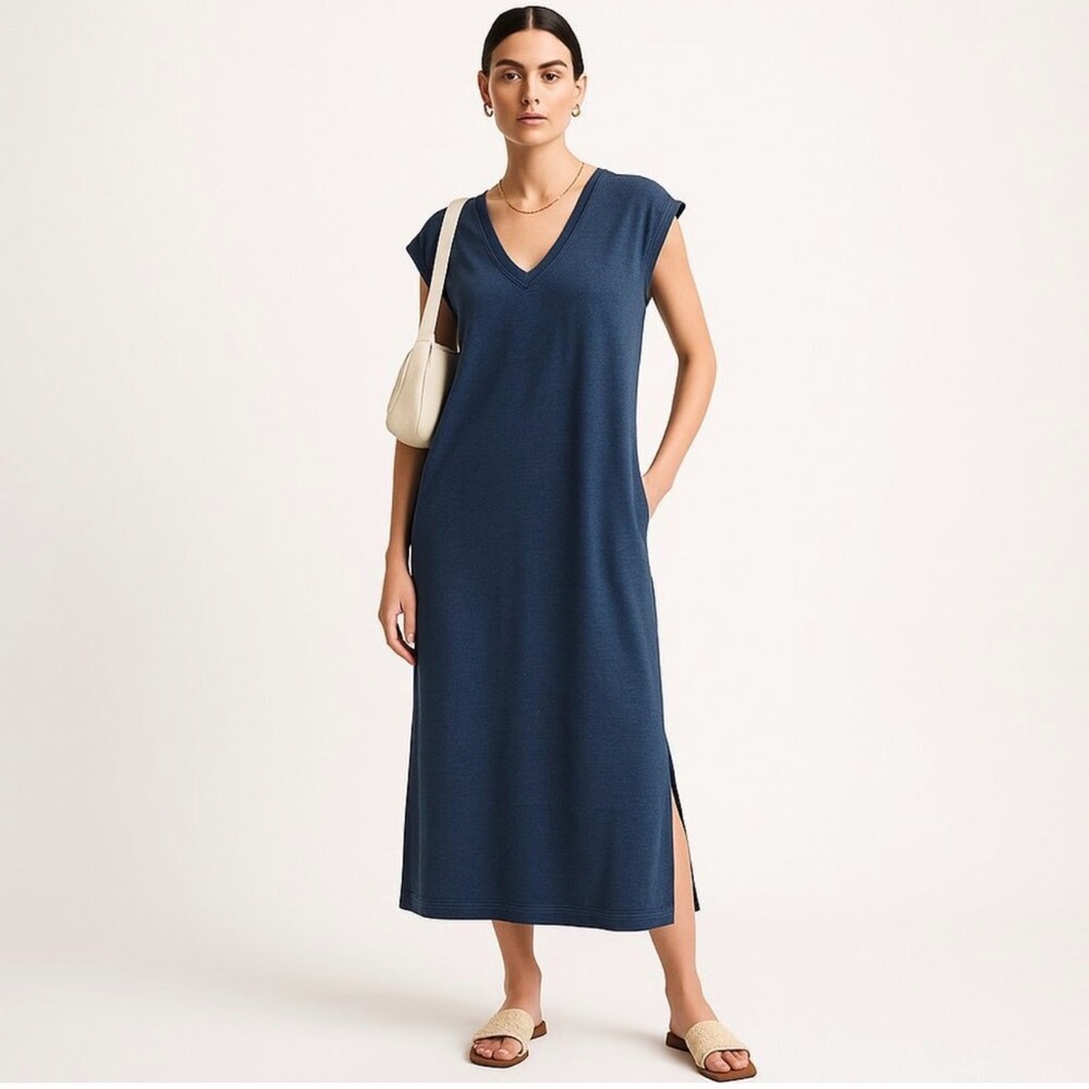 Anthropologie Cloth & Stone Denim Look Blue Tshirt Dress